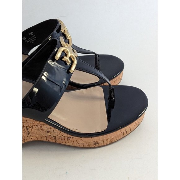 Sam Edelman Yardlie Black Patent Leather Wedge Platform Sandals Size 8 - Picture 7 of 13